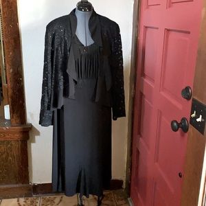 R&M Richards Black Sequin Dress Set, Size 20W